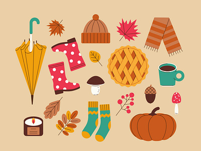 Autumn set. design graphic design illustration style vector