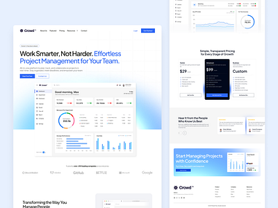Crowd – Modern HR Management Solution branding clean conversion design graphic design landing page logo motion graphics saas ui ui design ui motion vector web design