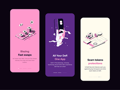 Onboarding - Crypto app bank banking blockchain card crypto cryptocurrency defi earn finance fintech flat hand illustrations marat onboarding stake staking swap welcome