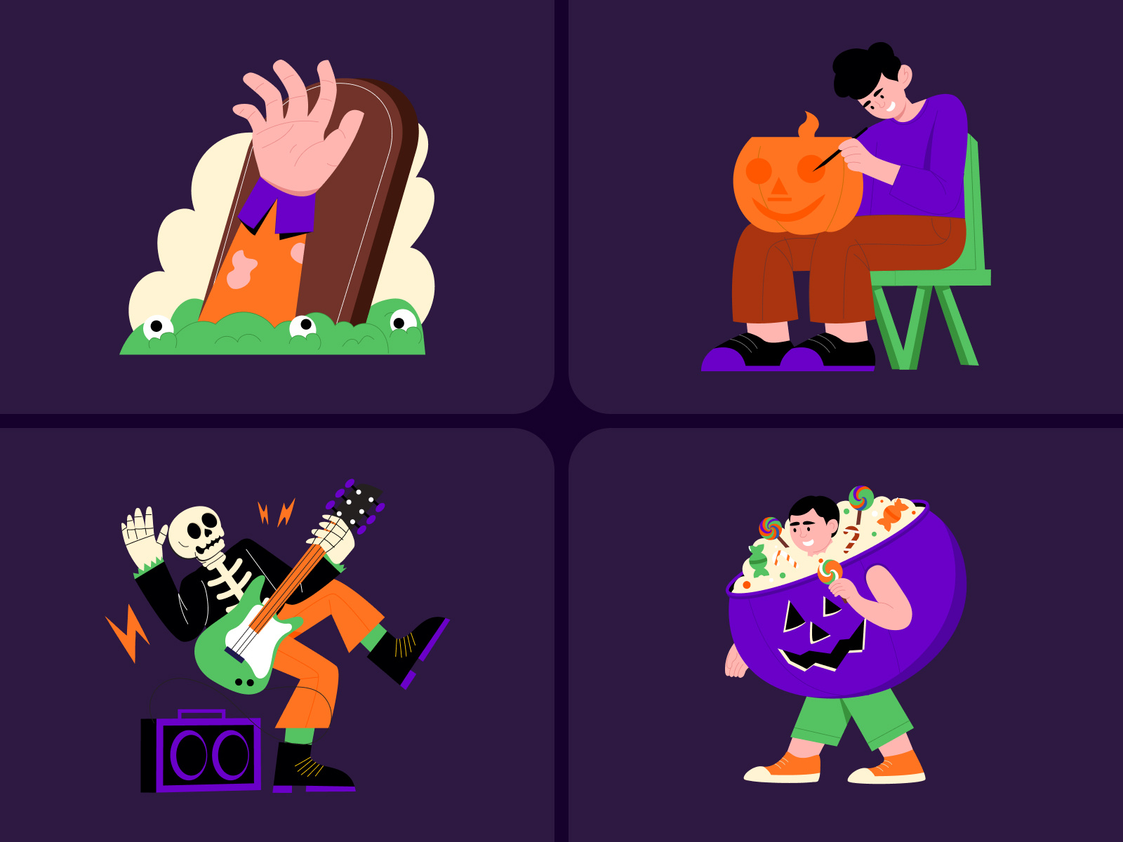 Halloween Illustration Art Set art autumn costume creative design digital festive flat ghost graphic halloween haunted horror illustration monster pumpkin scary spooky vector witch