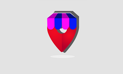 GEOMART LOGO DESIGN discovery gps graphic design guide icon local location logo design map market navigation pin red shop shopping store symbol