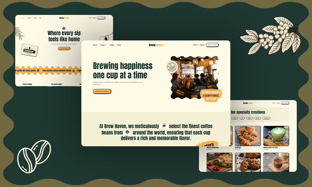 Cafés and Coffee Shops Website Template cafés coffee events food hotel reservation restaurant