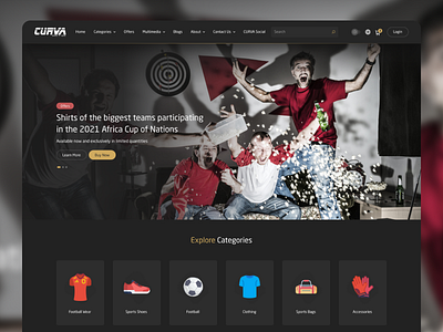 Curva (Sports E-commerce) app design illustration typography ui ux