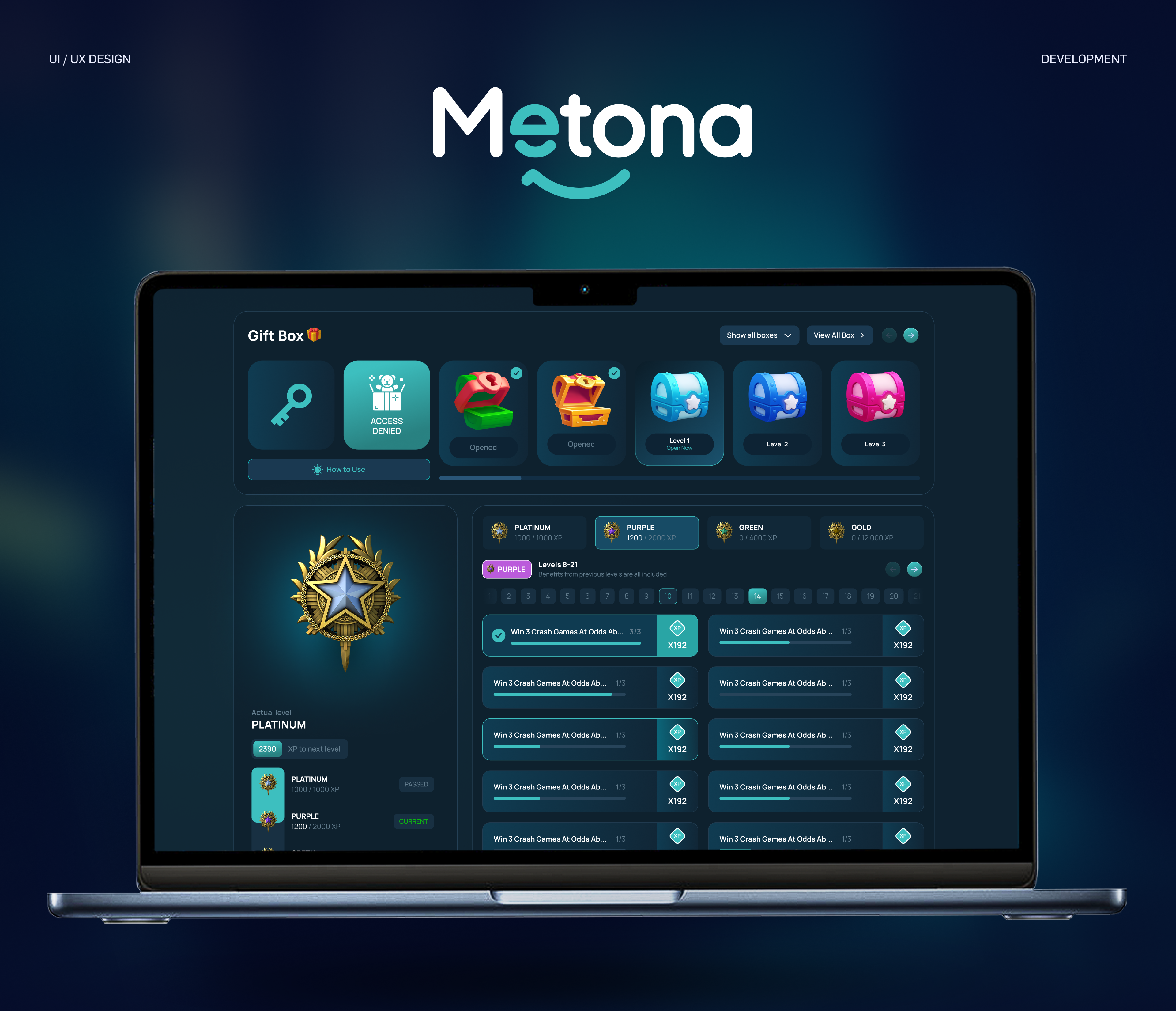 Example of Gamified Rewards Dashboard Design