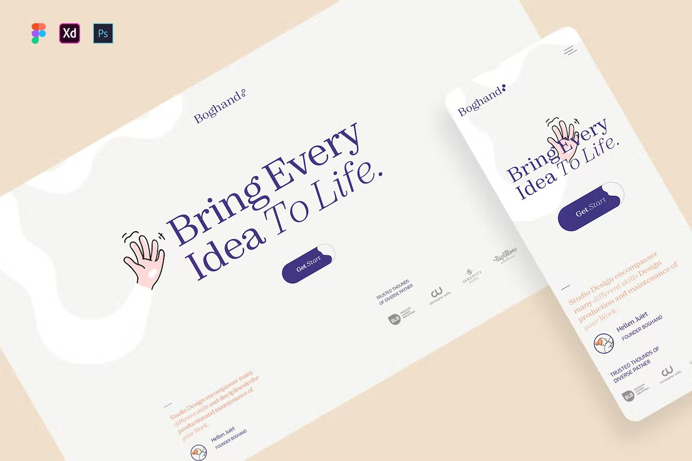 Boghand-Hero Header Landing page design illustration landing landing page landing pages page pages template ui ux web web header website