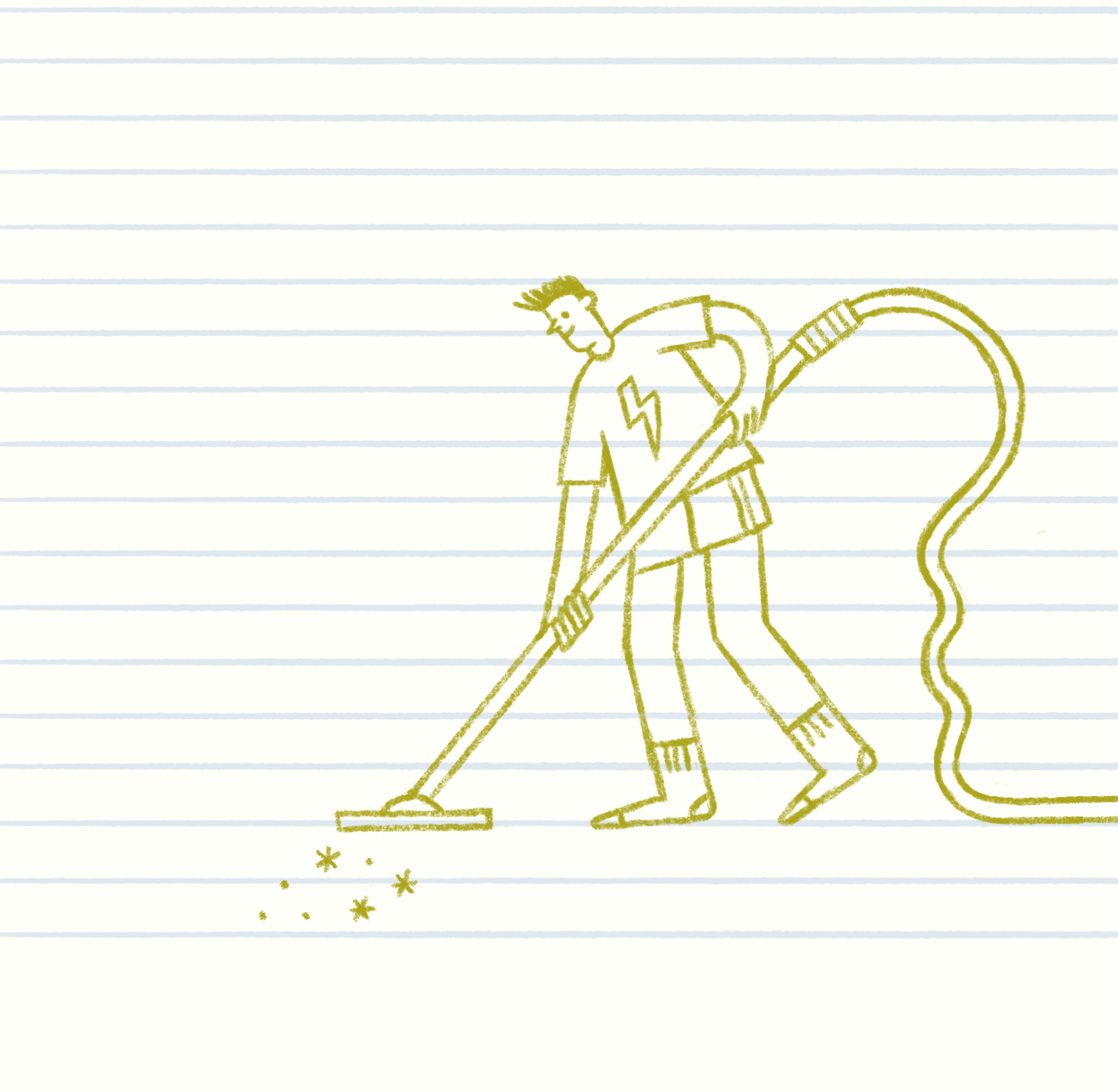 Spring Cleaning boy character cleaning cozy guy home illustration man procreate snowflake spring texture vacuum cleaner