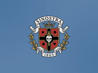 Tokyo Debunker / Sinostra House Crest coatofarms college crest design fantasy game graphic design illustration logo school skull university vintage