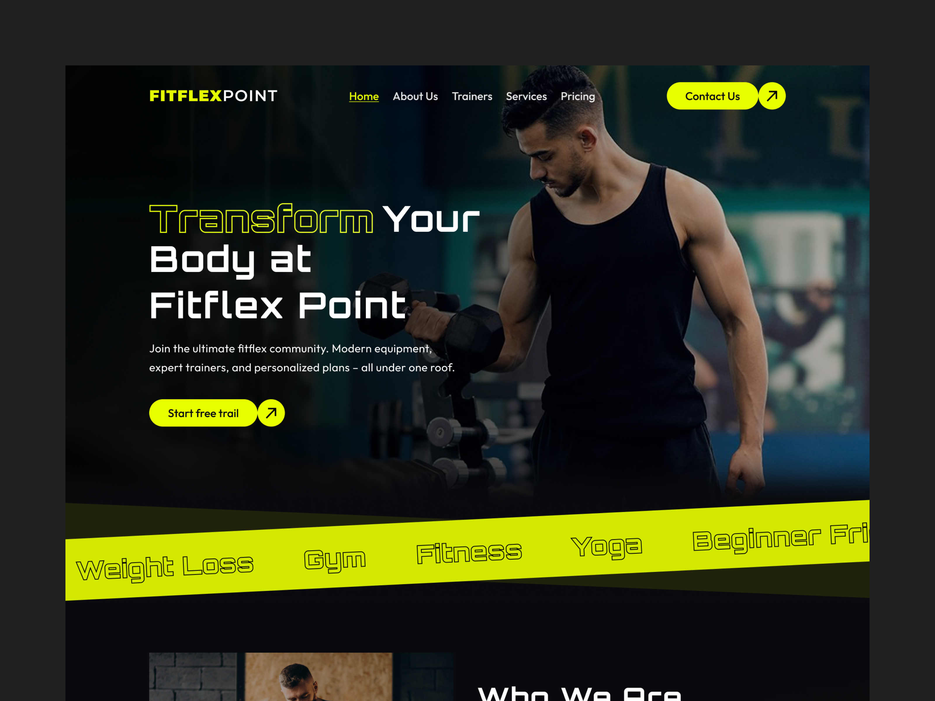 🏋️‍♂️ Fitflex Point – Fitness Website Design body transformation cardio exercises exercise routines fitness community fitness motivation fitness training group fitness sessions gym membership plans gym workouts healthy lifestyle home workout programs muscle building nutrition guidance online fitness classes personal coaching personal trainer strength training weight loss programs workout plans yoga and wellness