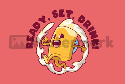 Ready, Set, Drink! beer character colors design drink food funny graphic illustration logo shirt sports vector