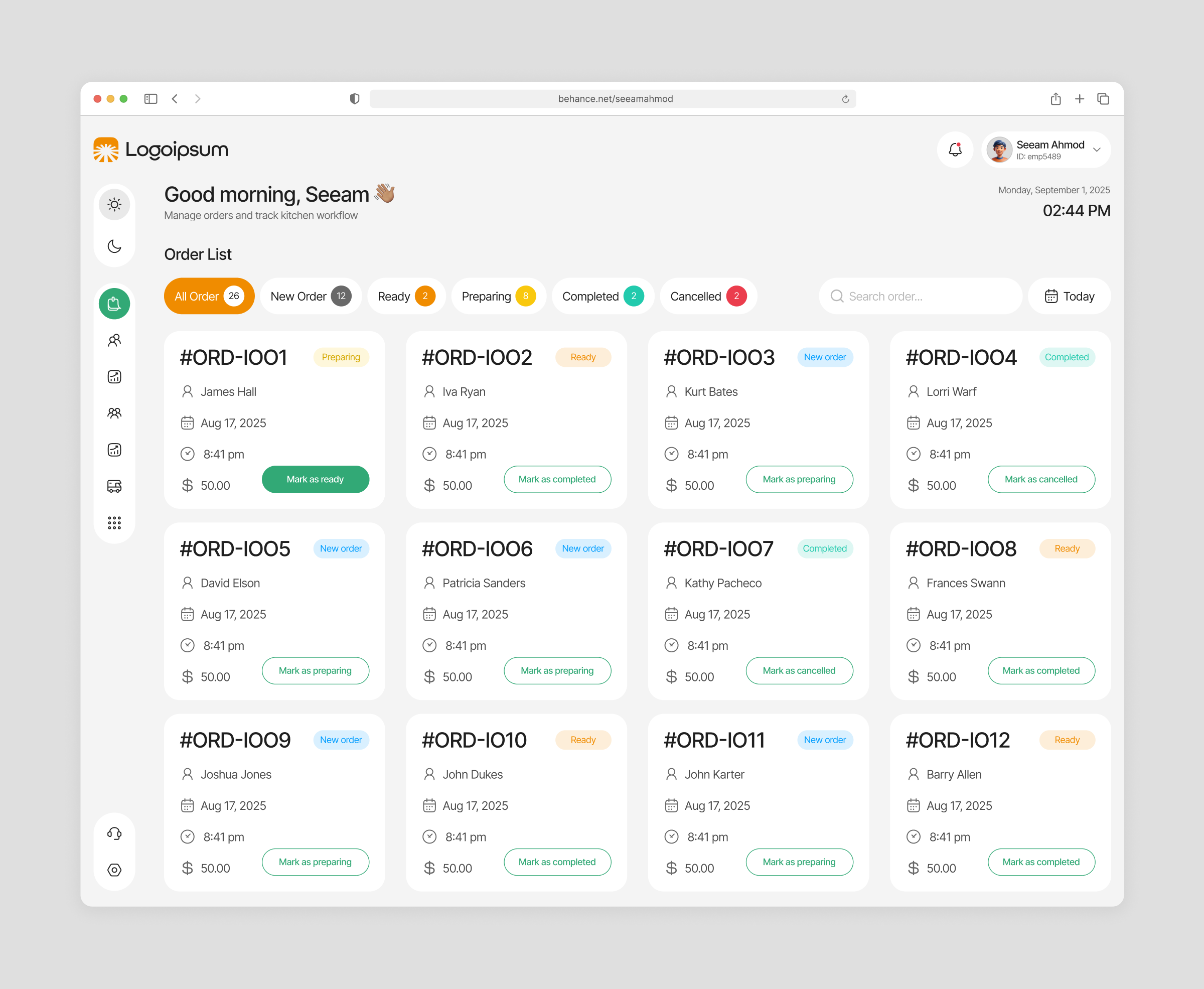 Restaurant Dashboard V.2 aesthetic dashboard dashboard screen design figma illustration landing page modern dashboard modern design order order screen restaurant restaurant app restaurant dashboard saas section ui uiux vector webdesign website