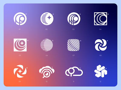 Cloud Hosting - Logo Designs brand identity branding cloud freelance logo hosting logo modern logo monogram moon p provider service sky space star visual identity design