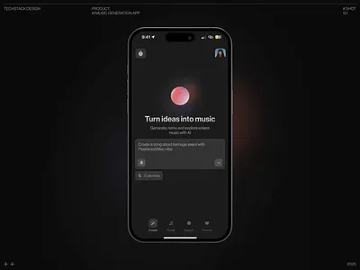 AI Music Generation App ai ai chat ai prompt animation app design design generation interface mobile prompt ui ui design