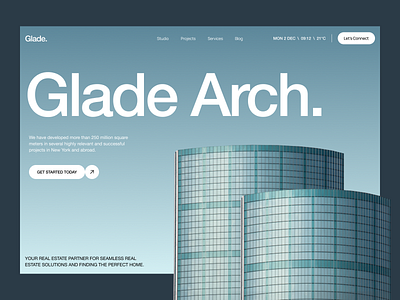 Glade – Modern Real Estate Website Design arini studio design framer template website landing page design marketing agency template no code website studio website ui webflow template website design