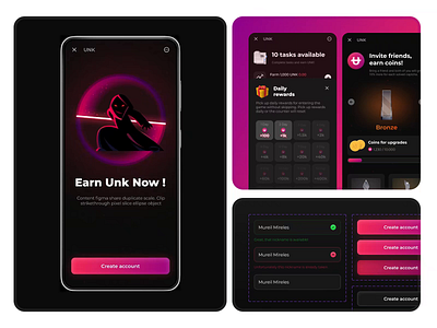 UI/UX design | UNK Telegram animation app branding coin crypto telegram ui uiux design ux web3