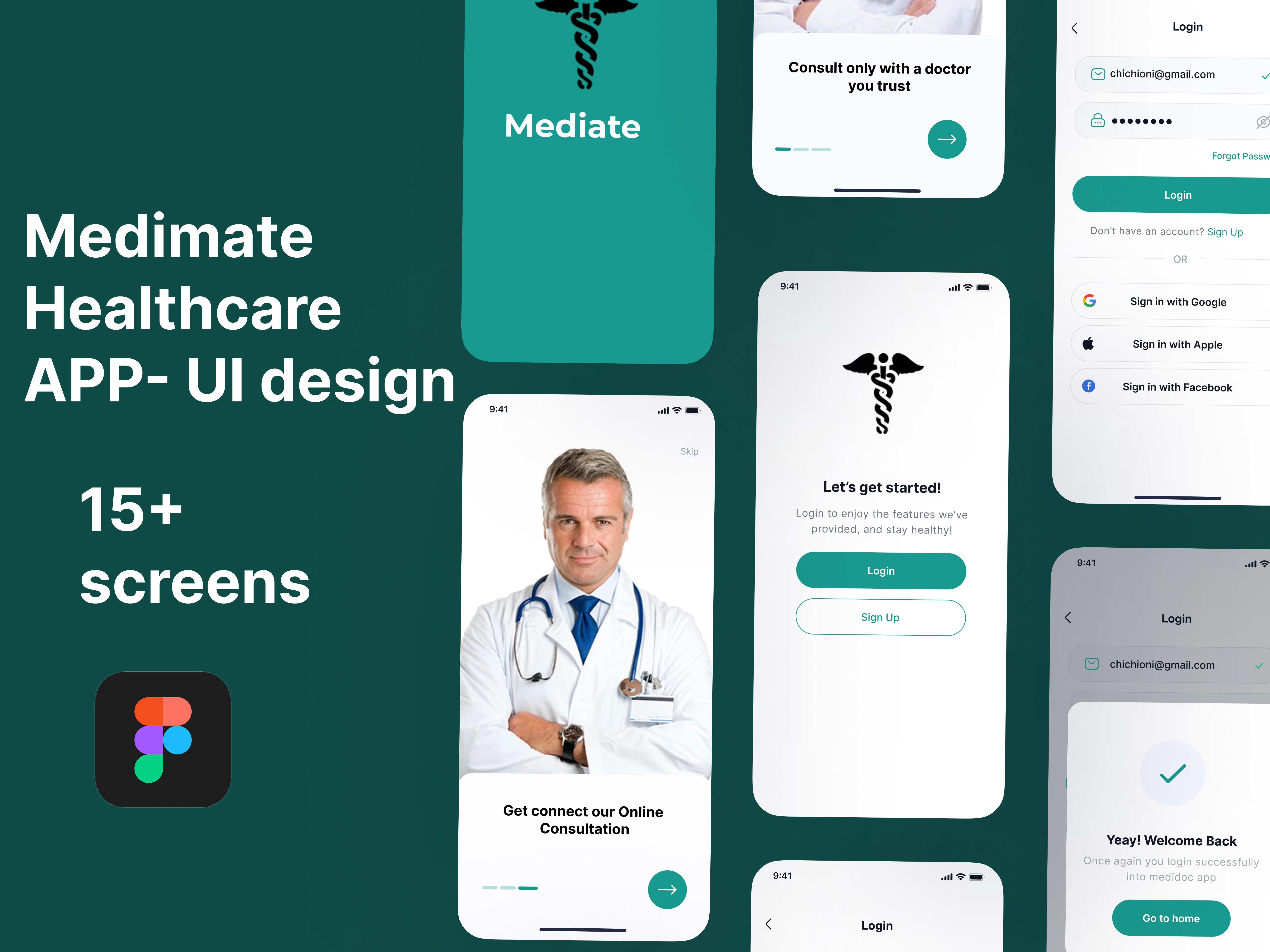 Medimate – Healthcare App UI appdesign designsystem figma healthcare mobileapp ui ux