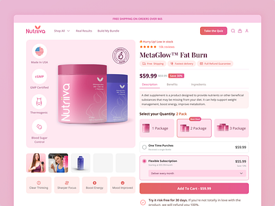 Shopify Ecommerce Product Details PDP Diet Supplement Store DTC aov boost design bundle upsell ux checkout optimization cro landing page health wellness ecommerce high converting shopify design ideatedlab mobile first design nutrition store landing page persuasive ui shopify product details page shopify uxui design subscription bundle ux subscription flow supplement store ux trending uiux trust review placement upsell cross sell design