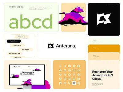 Anterana - Game Top up platform {Branding} animation bento grid brand branding branding guideline clean cloud design game gaming graphic design logo modern orange pastel professional top up transaction visual identity voucher
