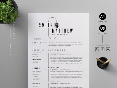 Resume/CV branding cover letter cv template design graphic design illustration print. professional resume resume template ui us letter vector word word template