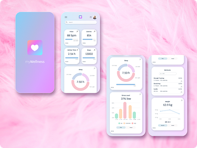MYWELLNESS | mobile app design figma illustration ui ux uxui uxui design web web design website