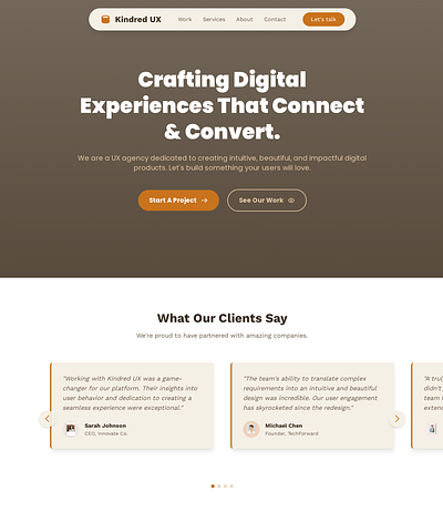A simple vintage style UX Agency website design Hero Section design figma ui user experience ux wesbite