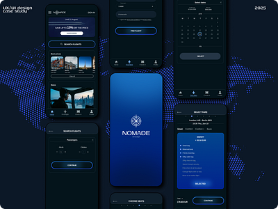 NOMADE airways | mobile app app design design figma illustration logo mobile app ui ux uxui web website