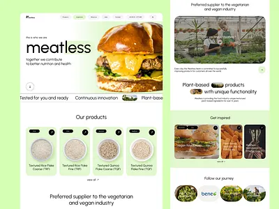 Meatless - Landing Page design brand identity branding design dribble food food industry illustration landing page logo design ui ui design ux design uxui visual identity web design