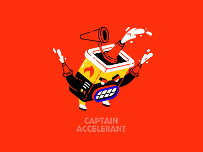 Captain Accelerant accelerant angry bbq box can canister character character design fire flame fluid freelance illustrator illustration illustrator procreate thierry fousse villain