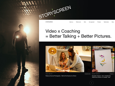 StoryScreen | Video x Coaching | Redesign Website aftereffects animation choaching creative design figma helvetics logo minimalism redesign style typography ui uiux ux video web wow