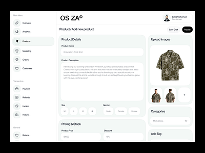 OS ZA — UI/UX Design for E-Commerce Website CMS Dashboard admin panel clean design cms creative design dashboard design inspiration digital store ecommerce fashion store landing page design minimalist modern design online store product design product page shop design shopping ui uiux design visual design waxyweb