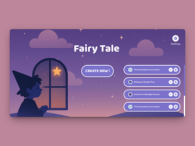 Bedtime Story - Home Page bedtime bedtime story blue child fairy tale homepage kids magic minimalist night purple sleep story ui web design