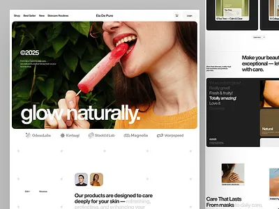 Ela De Pure - Skincare Landing Page / UI Design 3d animation branding design figma graphic design illustration logo motion graphics skincare ui web design website website design