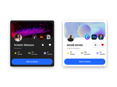 Freelancer UI Cards app branding design illustration ui uidesign uiux userexperience ux