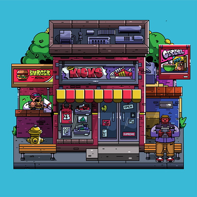 Kicks Sneaker Store branding character drawing graffiti illustration street street art urban vector