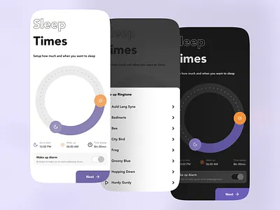 Sleep Times: Bedtime & Wake Schedule dark mode