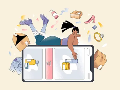 Online shopping character design design illustration mobile online product shopping ui vector webdesign