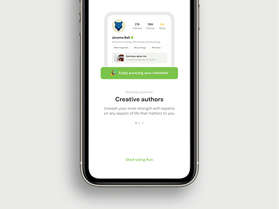 Onboarding Page android clean clean minimal white followers intro ios mobile mockup onboarding product profile slider smooth social swiper ui ux white
