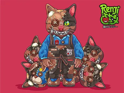 ZAO-ZIE anime art cartoon cat character ghost illustration vector yokai