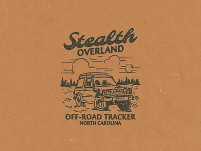 Stealth Overland Graphic Design brand branding design designer font graphic design hand drawn identity illustration logo merch offroad rustic texture tshirt type typography vector vintage visual