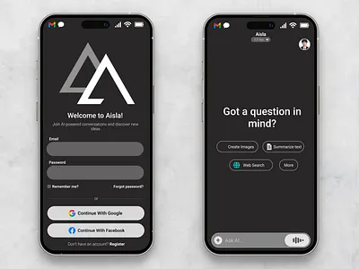 AI Chatbot - Aisla (UI/UX Design) ai app app design application chatbot figma logo mobile design ui design uiux design ux design