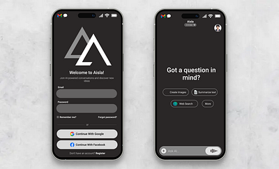 AI Chatbot - Aisla (UI/UX Design) ai app app design application chatbot figma logo mobile design ui design uiux design ux design