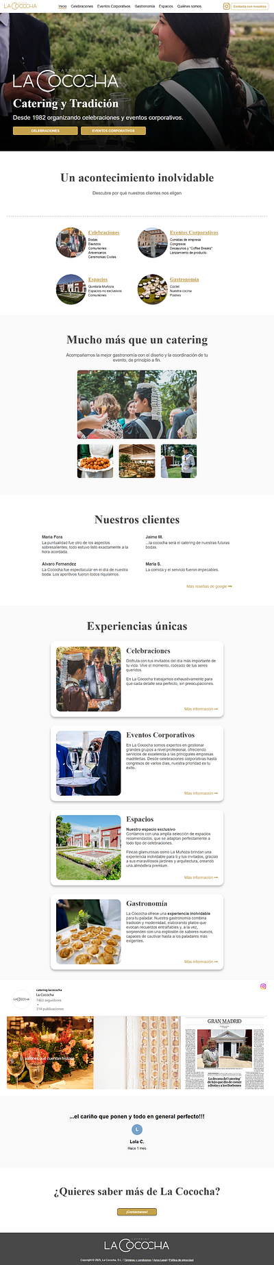 Web Design - Catering La Cococha graphic design web