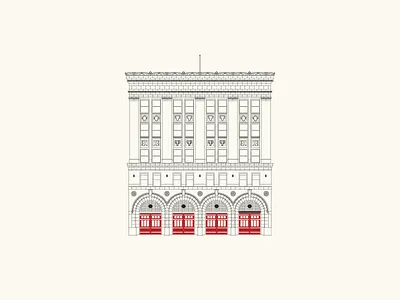 Detroit Foundation Hotel Illustration apparatus room architecture branding building detroit elevation firehouse foundation hotel historic historic architecture hospitality hotel illustration vector