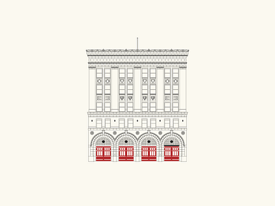Detroit Foundation Hotel Illustration apparatus room architecture branding building detroit elevation firehouse foundation hotel historic historic architecture hospitality hotel illustration vector