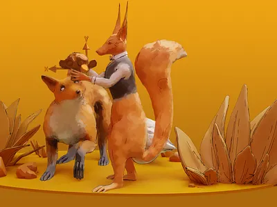 3D Illustrations – Fox & Squirrel(3D Modeling) 3d 3d render blender branding graphic design illustration