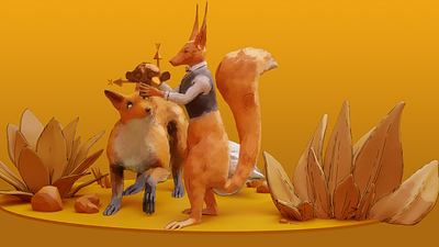 3D Illustrations – Fox & Squirrel(3D Modeling) 3d 3d render blender branding graphic design illustration