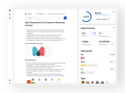 Project notebook for hybrid working dashboard desktop efficiency notetaking project management uxui