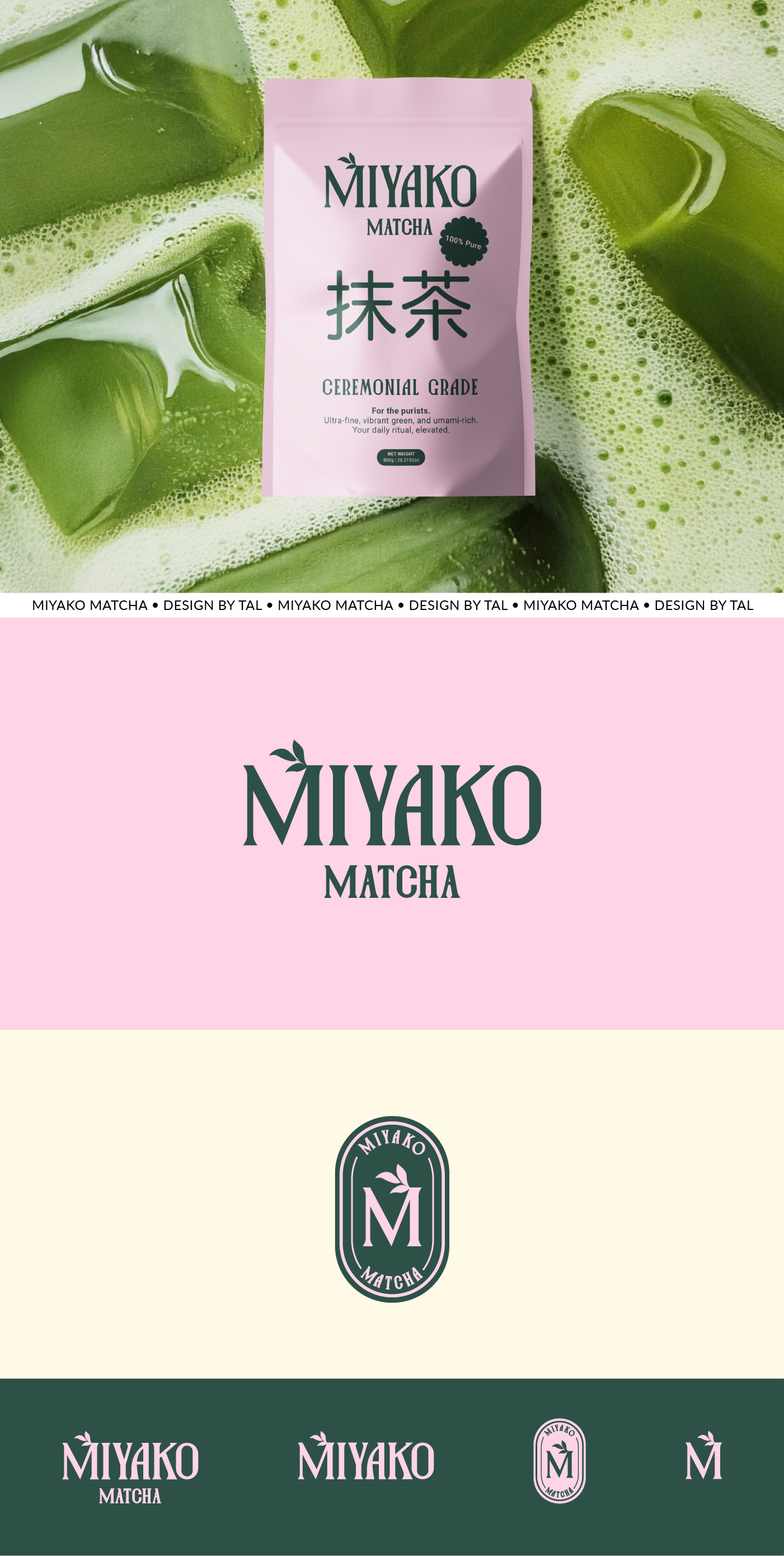 Miyako Matcha Branding and Packaging Design brand designer brand identity brand identity design brand strategy branding design graphic design label design logo logo design logo suite logotype matcha branding matcha logo matcha packaging packaging design retro branding