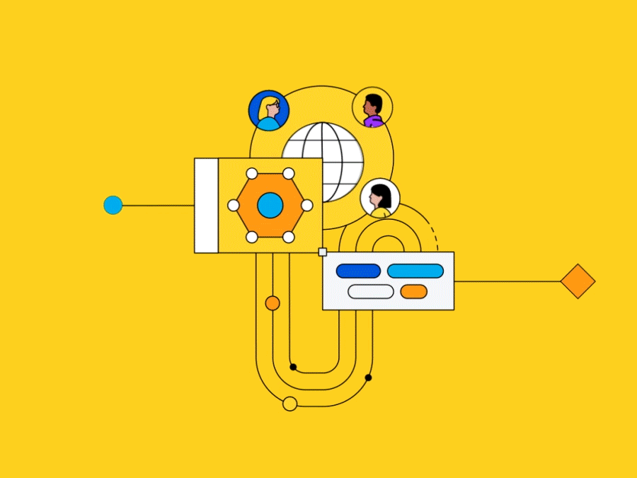 The Qualtrics Experience Community animation brutal brutalstudio character gif illustration loop motion vector