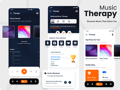 Music Therapy App appdesign graphic design music app ux