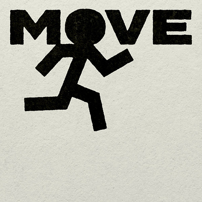 MOVE - Textured branding design graphic design logo minimal move stickman typography vector